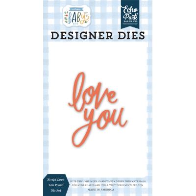 Echo Park Welcome Baby Boy Die Set Script Love You Word Kreativbunt