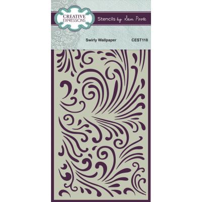 Creative Expressions Sam Poole Stencil - Swirly Wallpaper