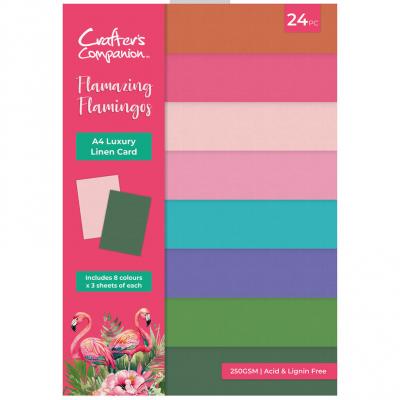 Crafter's Companion Flamazing Flamingos - Luxury Linen Card Pack