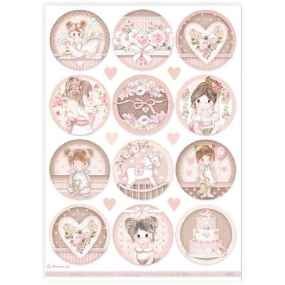 Stamperia Rice Paper - Baby Girl Rounds