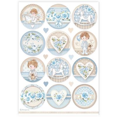 Stamperia Rice Paper - Baby Boy Rounds