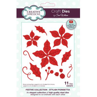 Creative Expressions Sue Wilson Craft Die - Festive Stylish Poinsettia