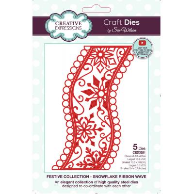 Creative Expressions Sue Wilson Craft Die - Festive Snowflake Ribbon Wave