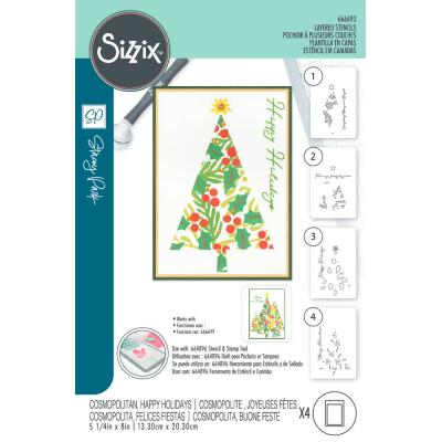 Sizzix Layered Stacey Park Cosmopolitan Stencils - Happy Holidays
