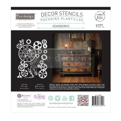 Prima Marketing Re-Design Decor Stencil - Gear Works Decor