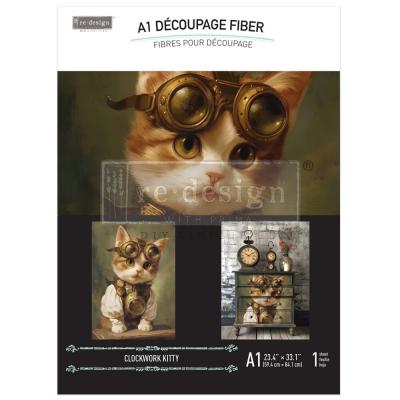 Prima Marketing Re-Design Decoupage Fiber - Clockwork Kitty