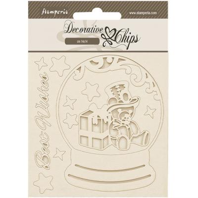 Stamperia Gear up for Christmas - Decorative Chips Snowglobes