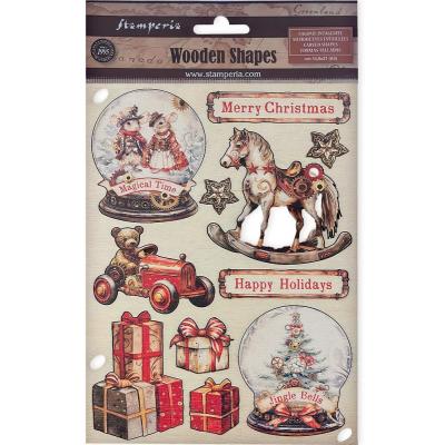 Stamperia Gear up for Christmas - Colored Wooden Shape Snowglobes