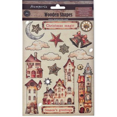 Stamperia Gear up for Christmas - Colored Wooden Shape Cozy Houses