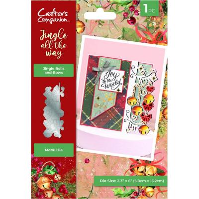 Crafter's Companion Jingle All The Way Metal Die - Jingle Bells and Bows