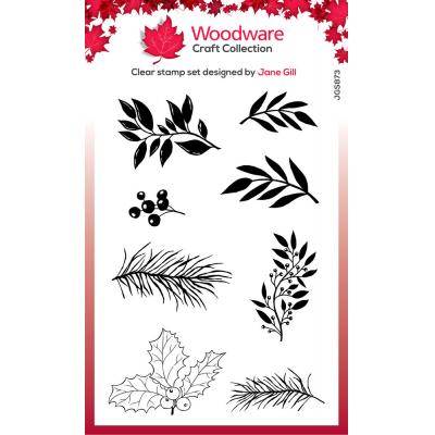 Creative Expressions Woodware Craft Collection Clear Stamp - Paintable Shapes Leafy Sprigs