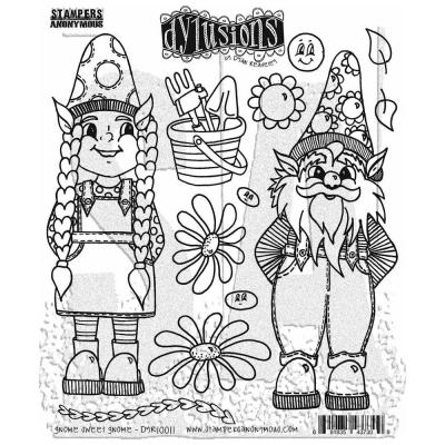 Stampers Anonymous Dylusions Stempel - Gnome Sweet Gnome