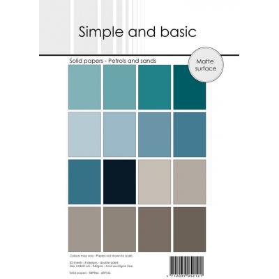 Simple and Basic Paper Pack - Petrols and Sands - Solid Papers