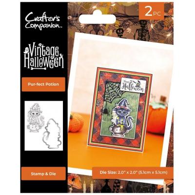 Crafter's Companion Vintage Halloween Stamp & Die - Pur-fect Potions