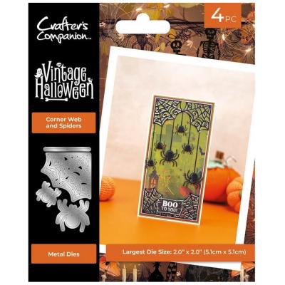 Crafter's Companion Vintage Halloween Metal Die - Corner Web and Spiders