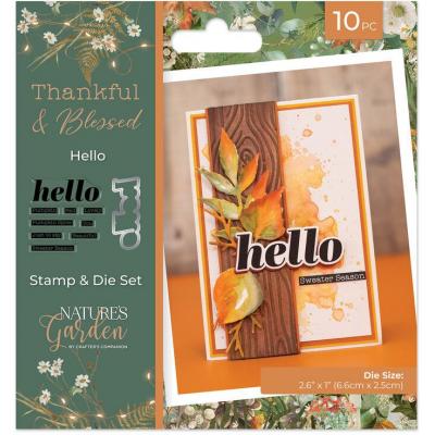 Crafter's Companion Thankful & Blessed Stamp & Die - Hello