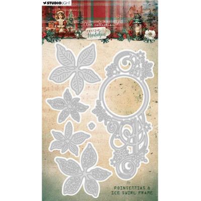 StudioLight Festive Nostalgia Cutting Die - Poinsettias & Ice Swirl Frame