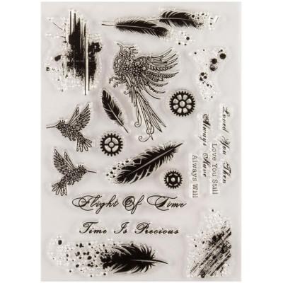 Dawn Bibby Wings Of Time Stempel - Steampunk Feather & Grunge