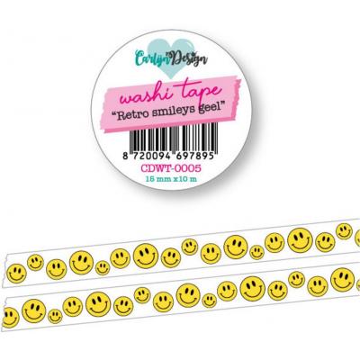 CarlijnDesign Washi Tape - Retro Smileys Yellow