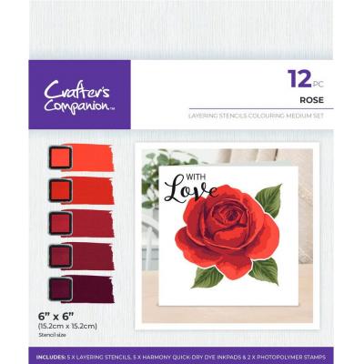 Crafter's Companion Colouring Medium Set Layering Stencils - Rose