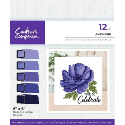 Crafter's Companion Colouring Medium Set Layering Stencils - Anemone