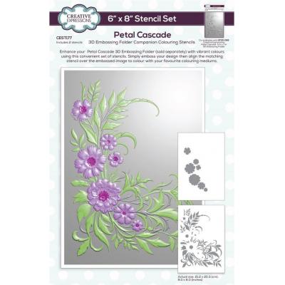 Creative Expressions Companion Colouring Stencil - Petal Cascade